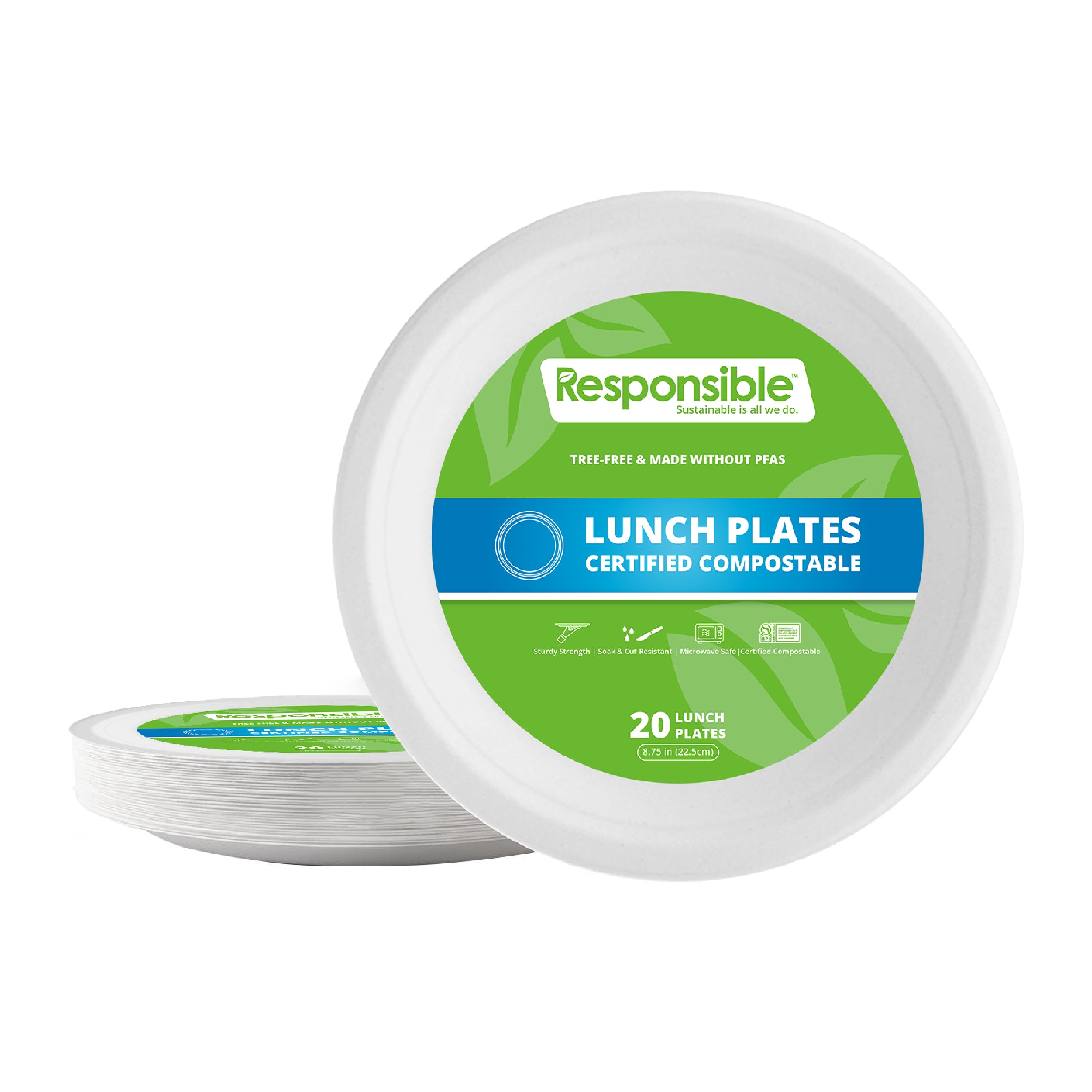 Compostable 8.75 Inch Round Plates