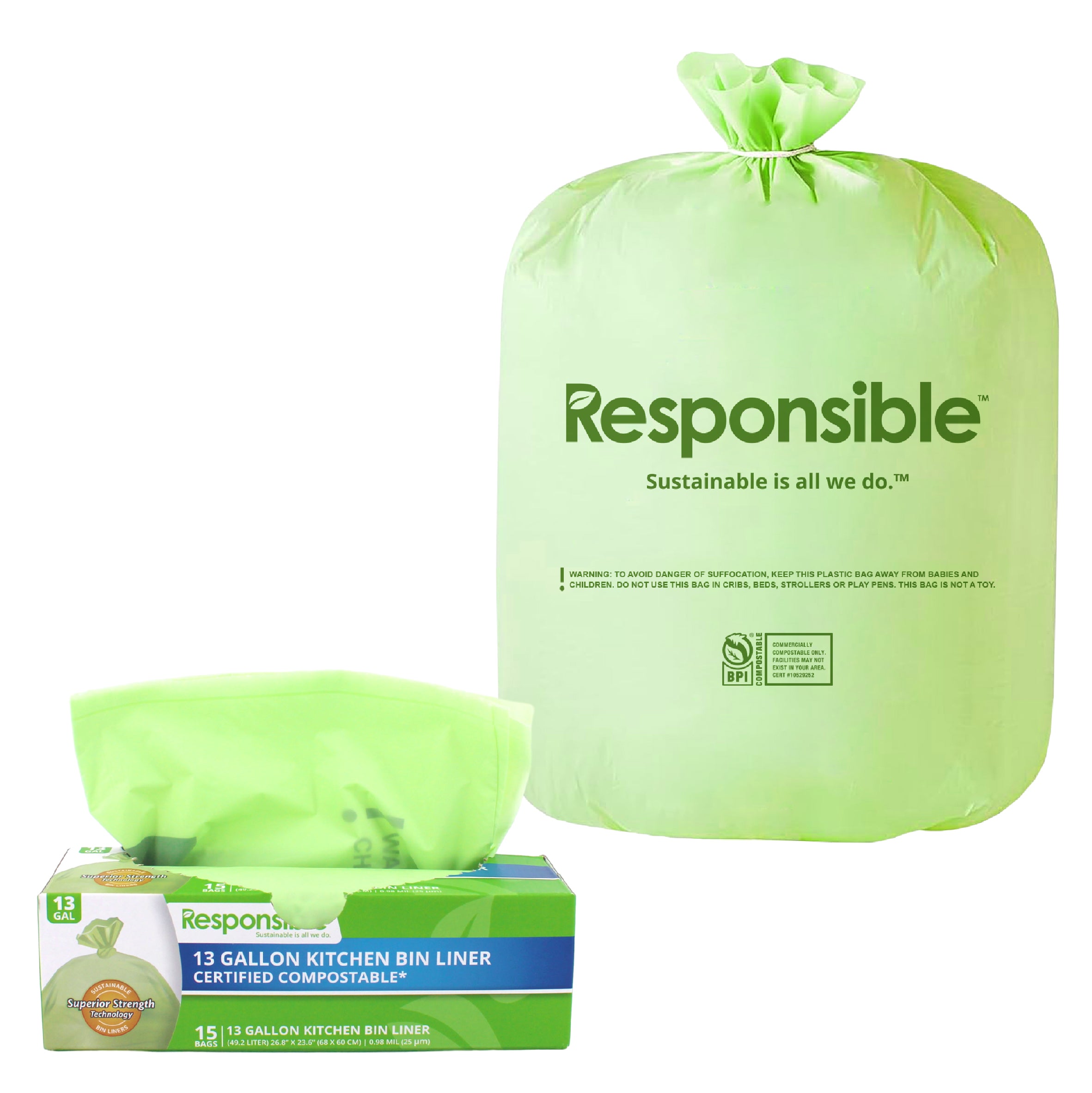 13 Gallon Compostable Bin Liners 15CT