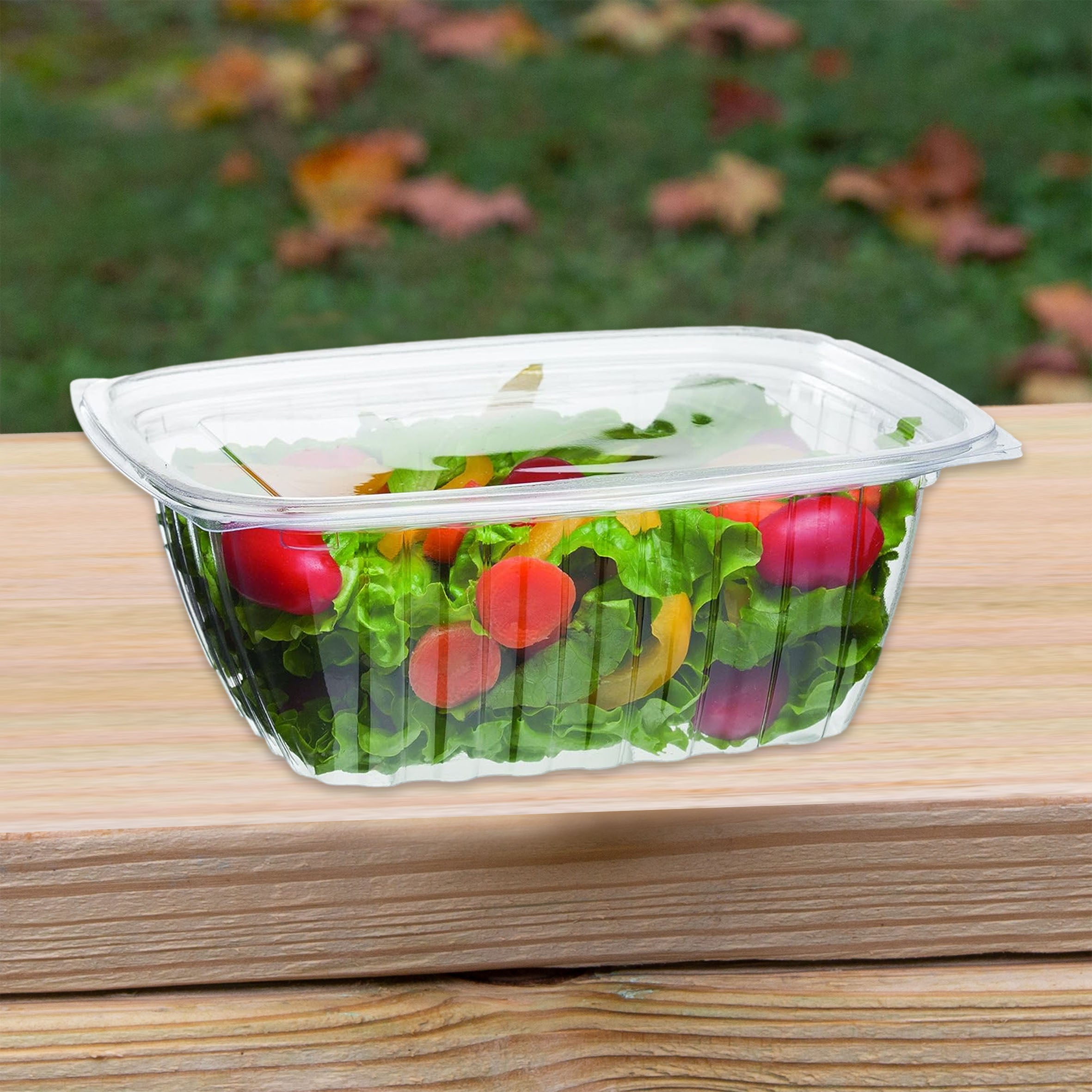 Compostable 32 oz Clear hinged deli containers