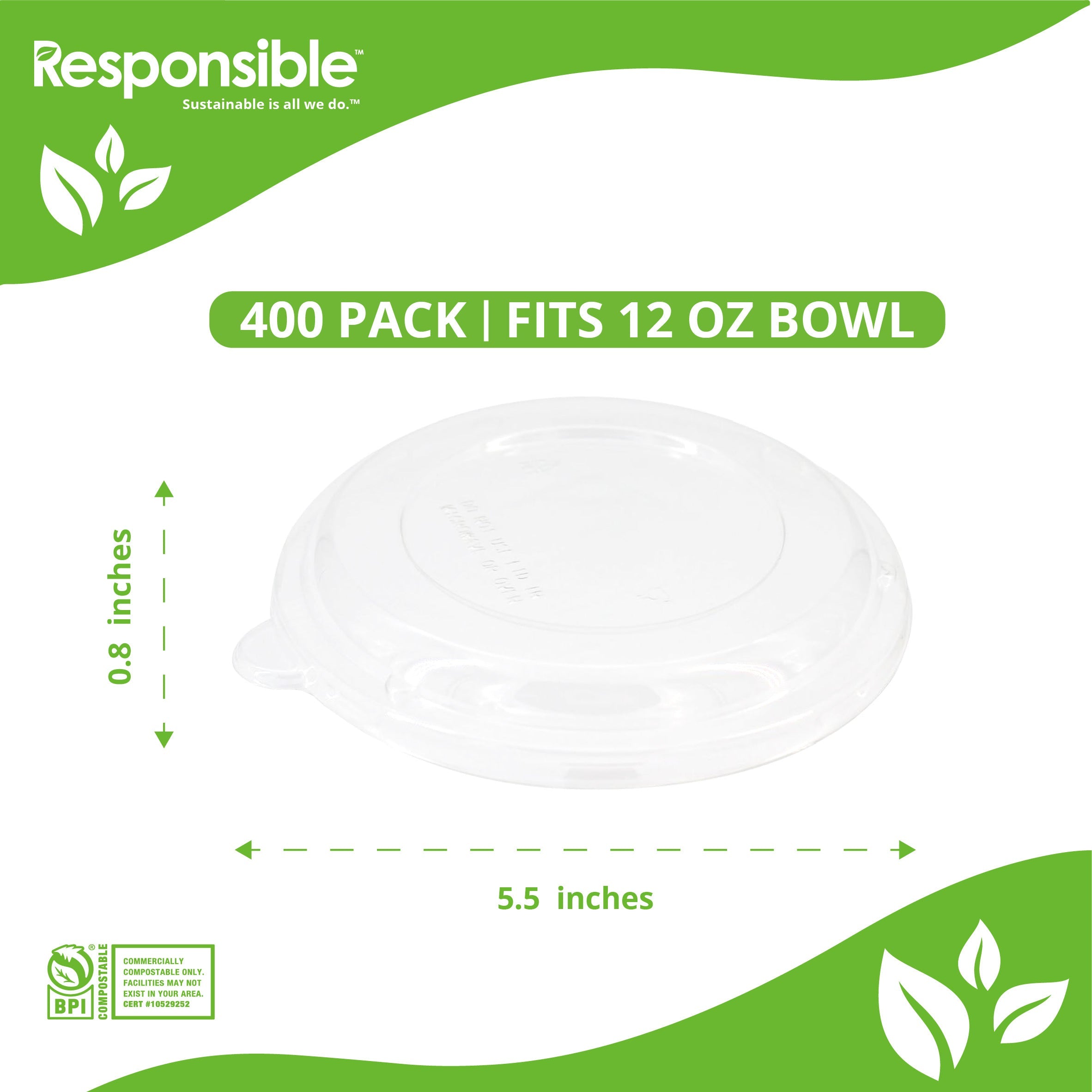 Clear Lids for 12 oz Molded Fiber Bowls
