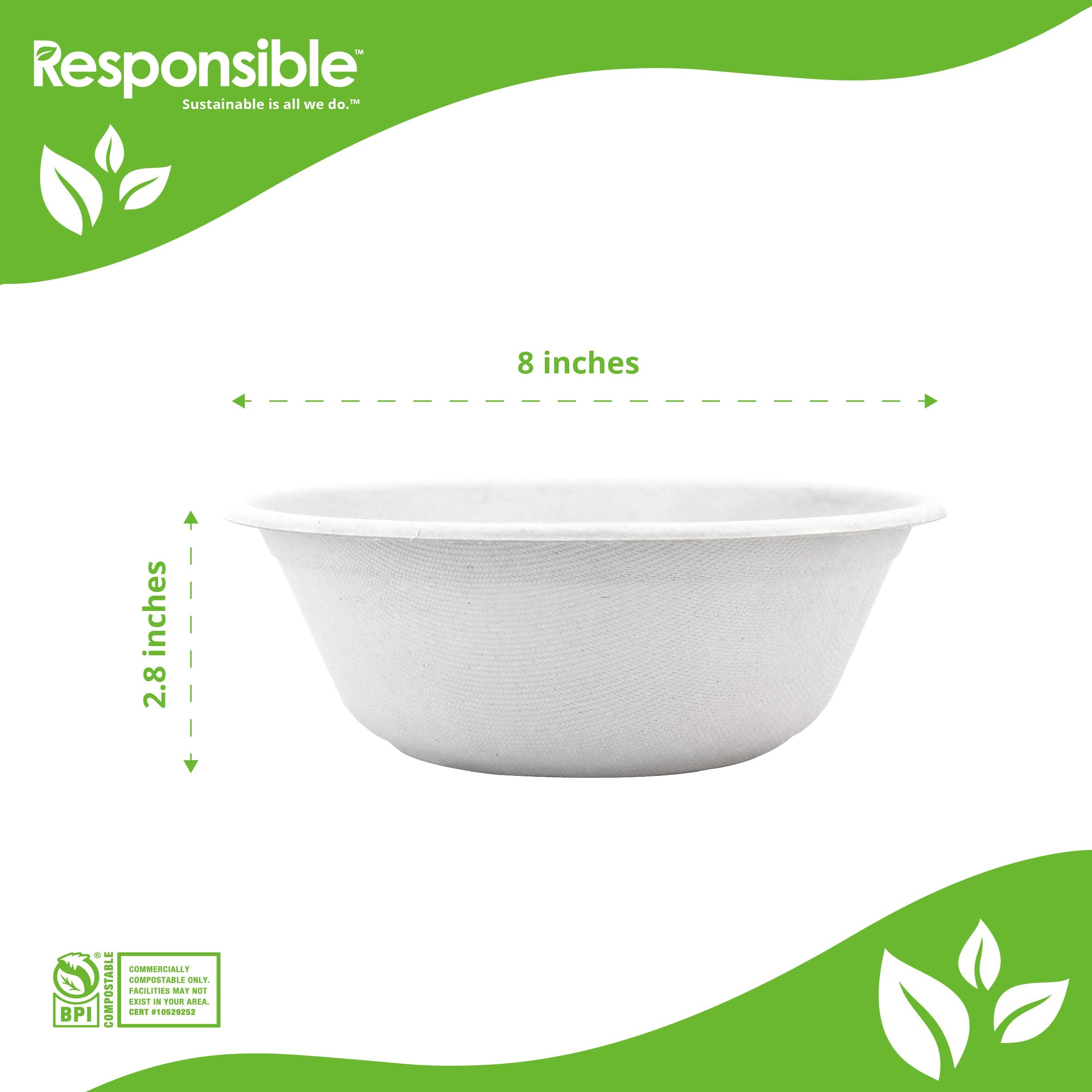 Compostable 40 oz Molded Fiber Bowls White