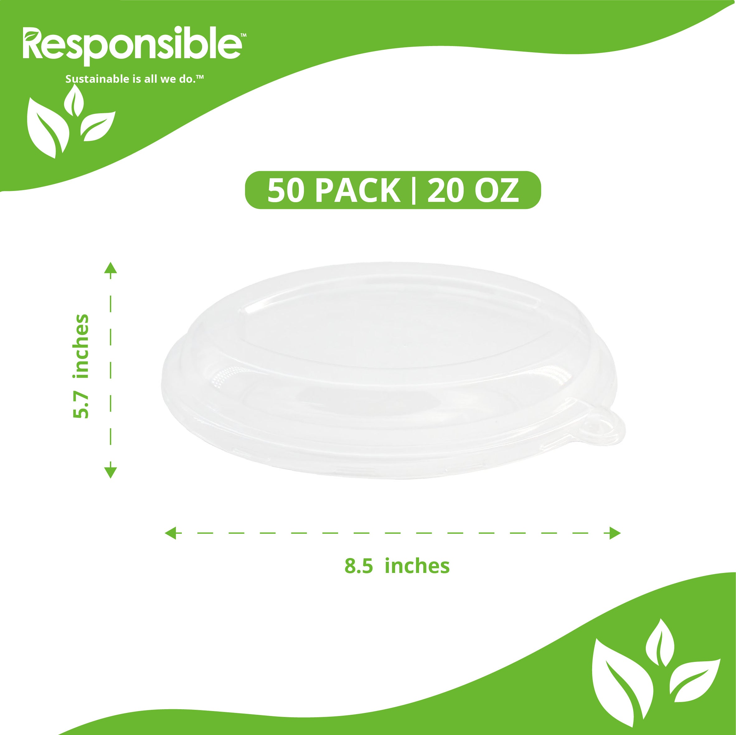 Clear Lids for 20 oz Oval Bowls