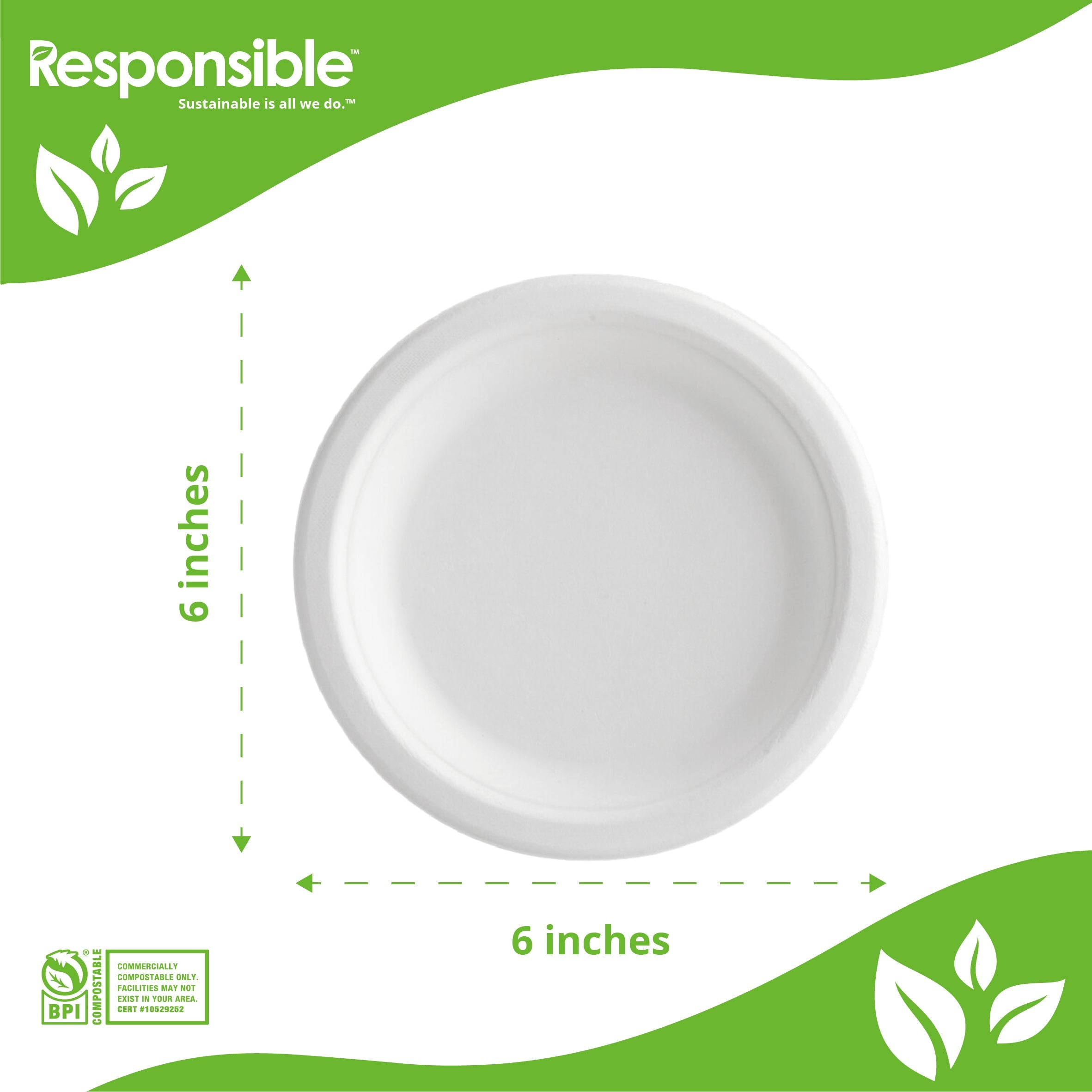 Compostable 6 Inch Round Plates