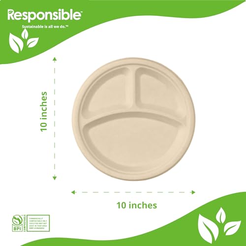 10 Inch 3-Compartment Plates