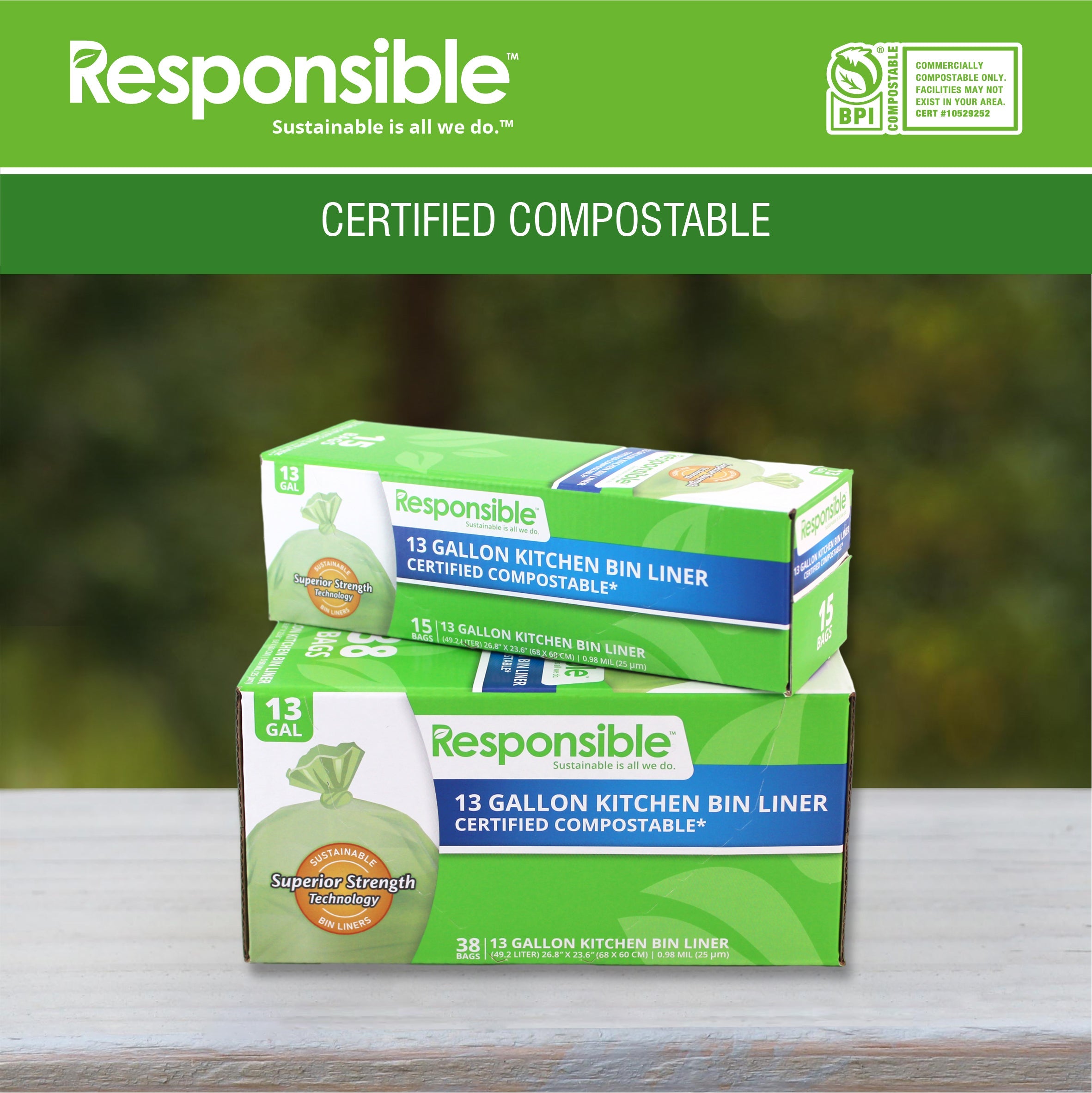 13 Gallon Compostable Bin Liners 15CT