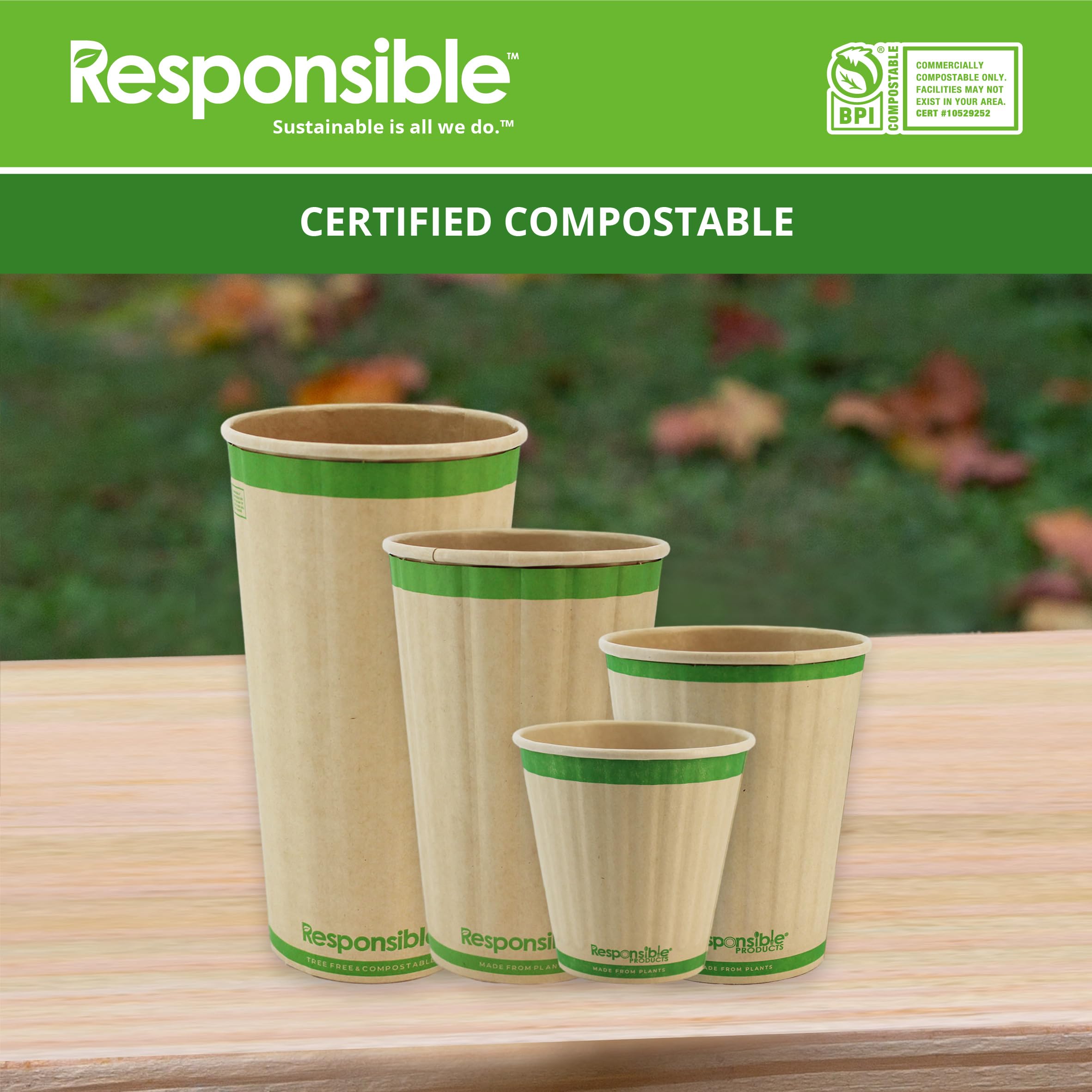 Compostable 12 oz Rigid Insulated Paper Hot Cups