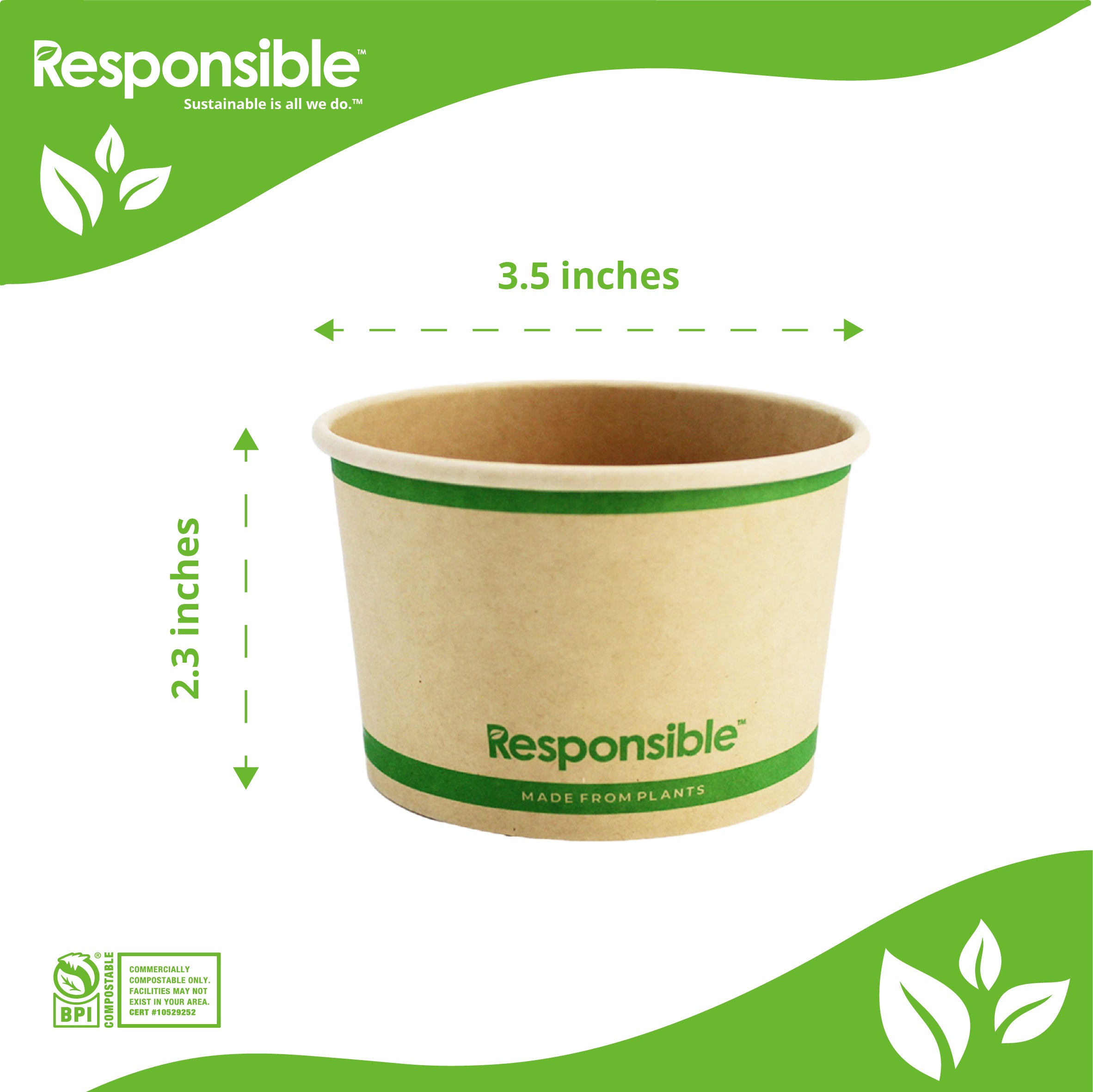 Compostable 8 oz Paper Food Container Bowls