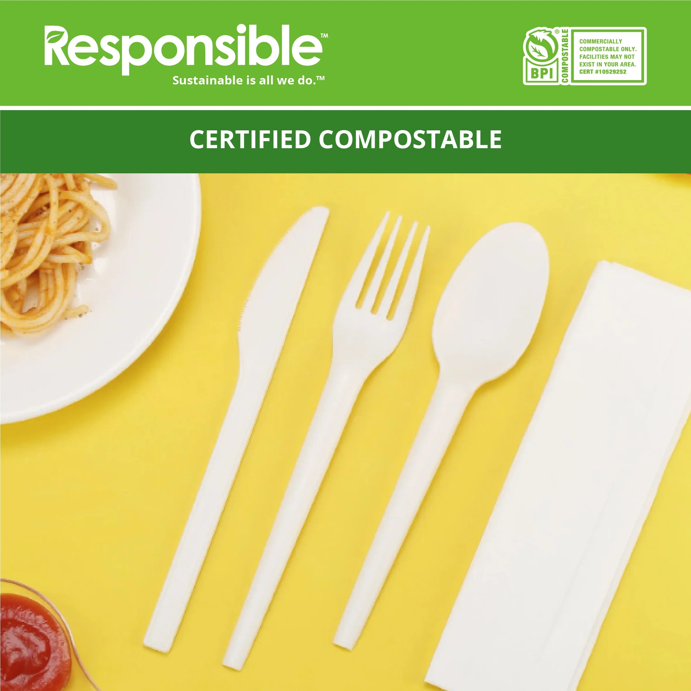 Compostable Cutlery Kits (Fork, Knife, Spoon, Napkin) – Responsible ...