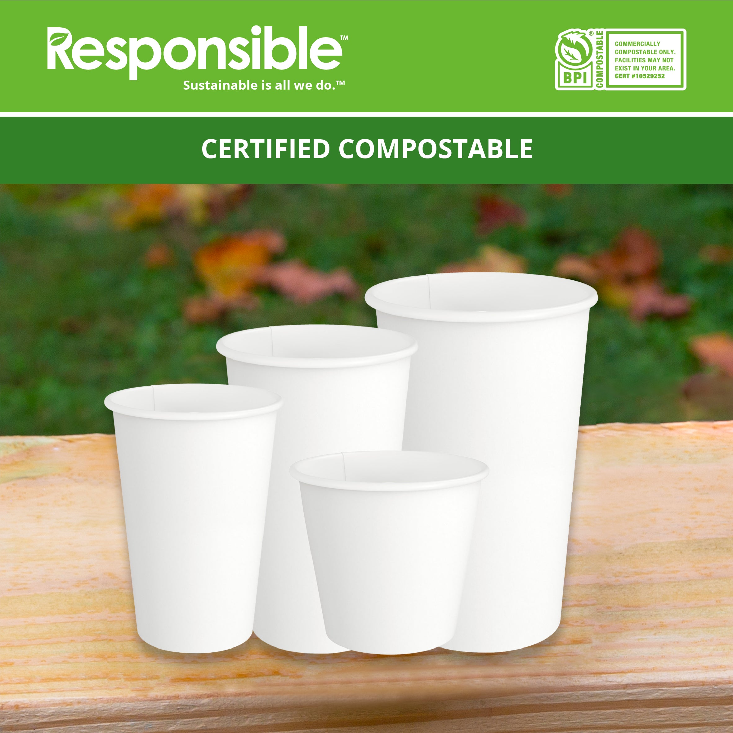 12 oz Plain Hot Cups | Tree-Less™ Compostable Paper