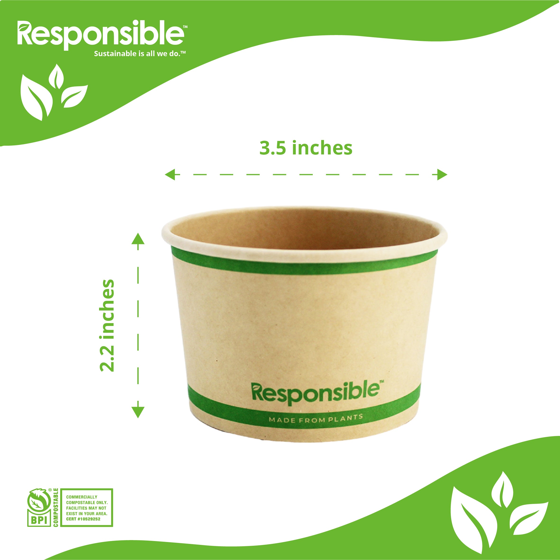 Compostable 6 oz Paper Food Container Bowls