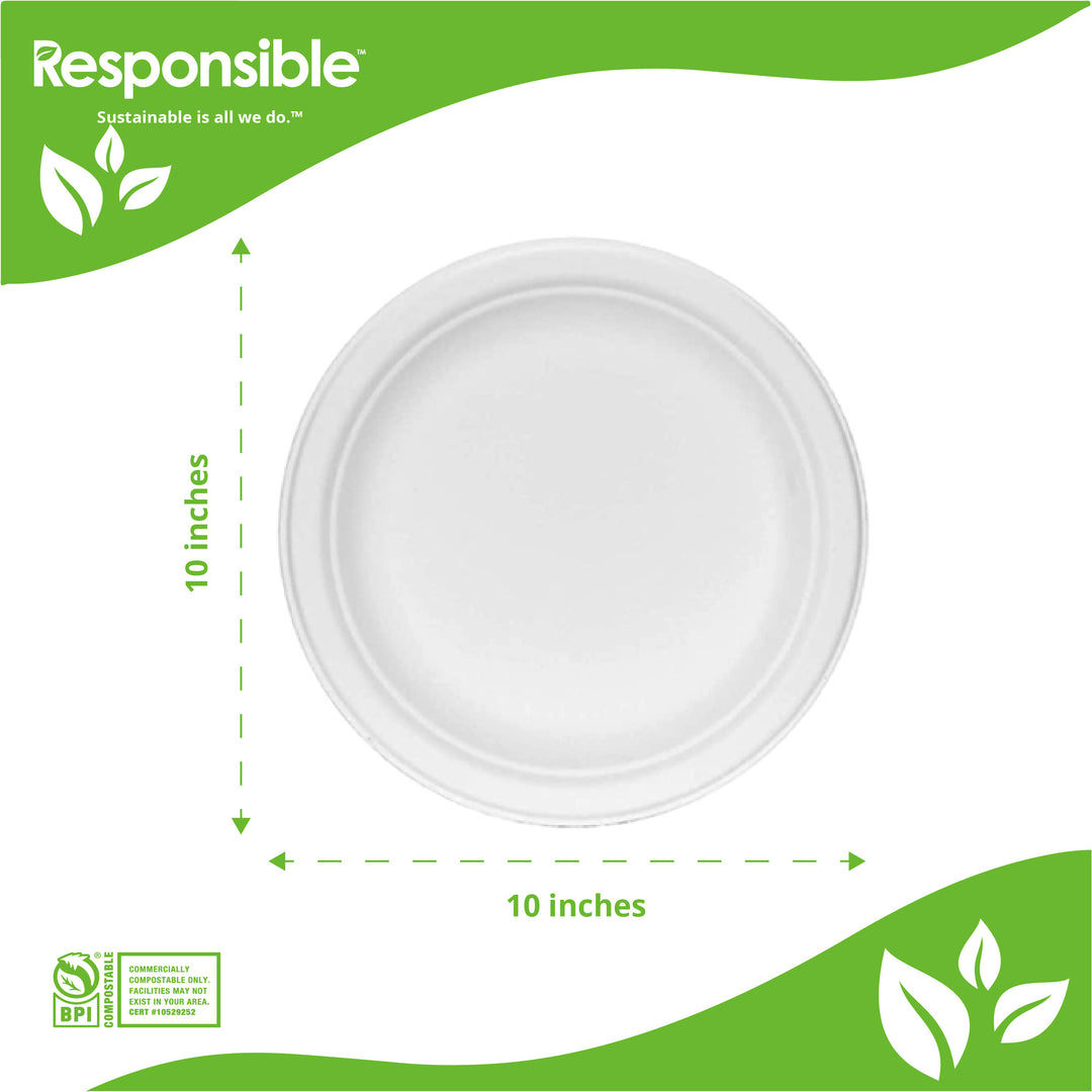 White Rp10 Molded Fiber Plates – Responsible Products