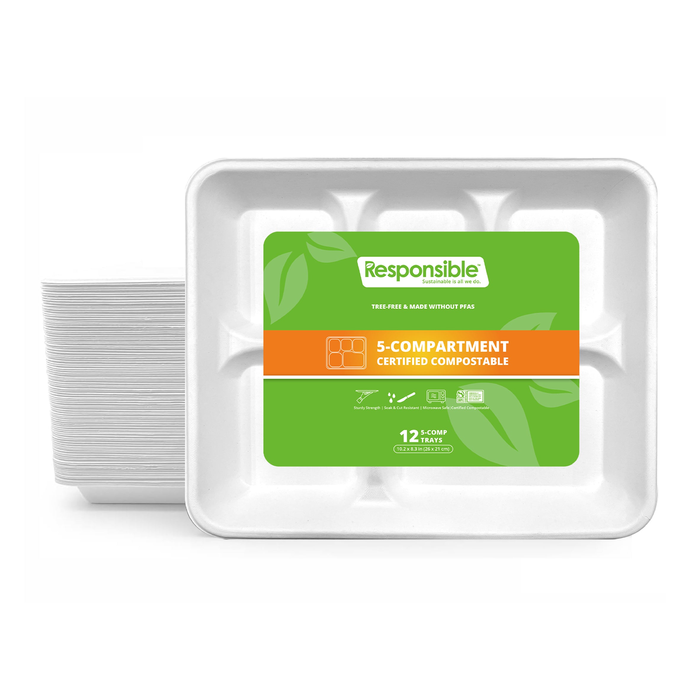 Compostable 5-Compartment Food Trays – Responsible Products