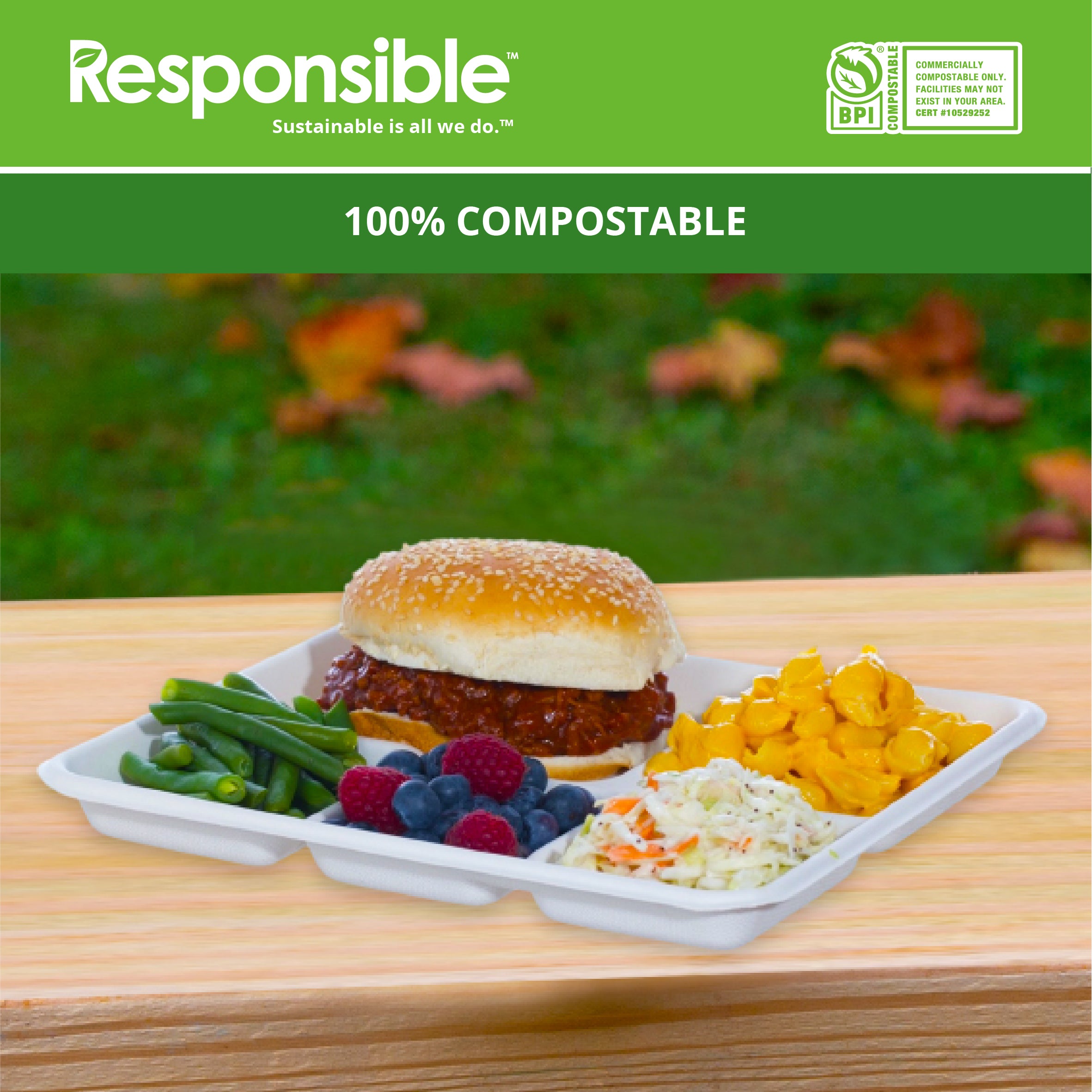 Compostable 5-Compartment Food Trays