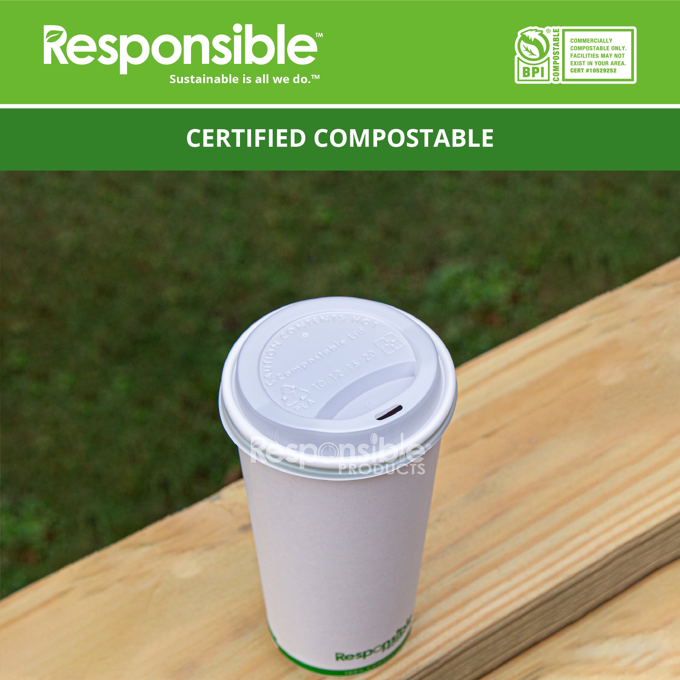 Compostable Lids for 6-8 oz Paper Cups
