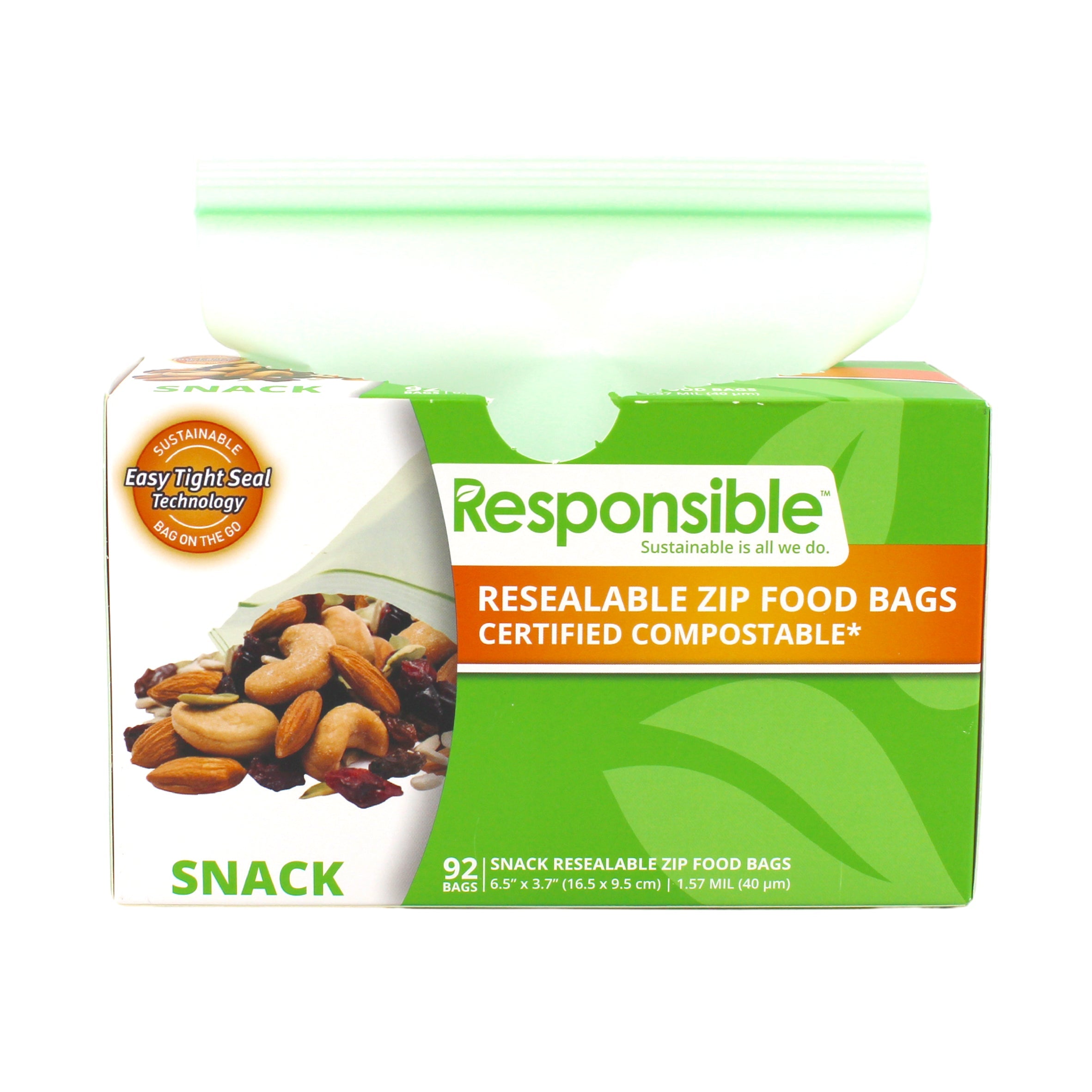 Compostable Snack Resealable Zip Bag