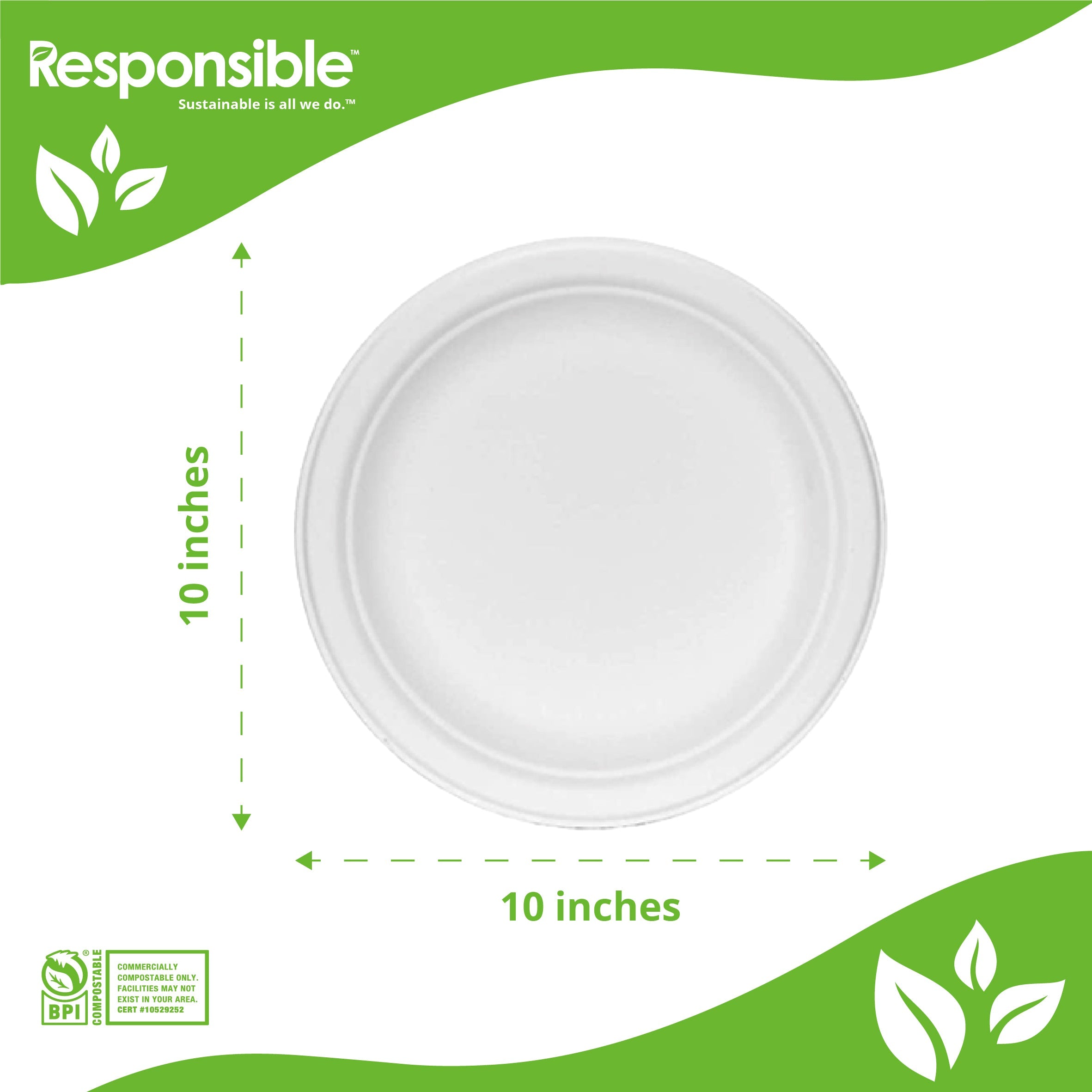 Compostable 10 Inch Round Plates