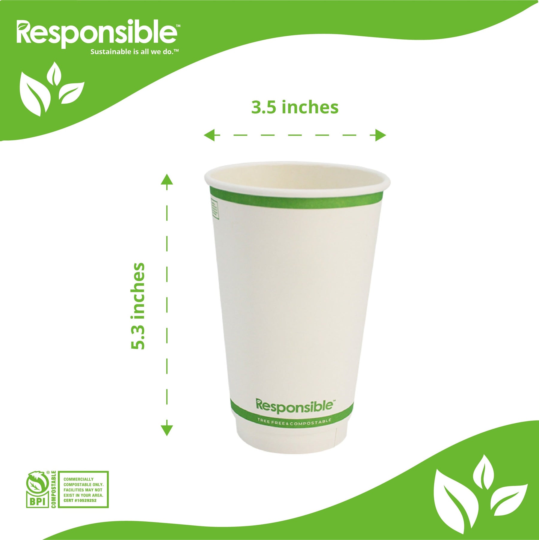 Compostable 16 oz Smooth Insulated Paper Hot Cups – Responsible Products
