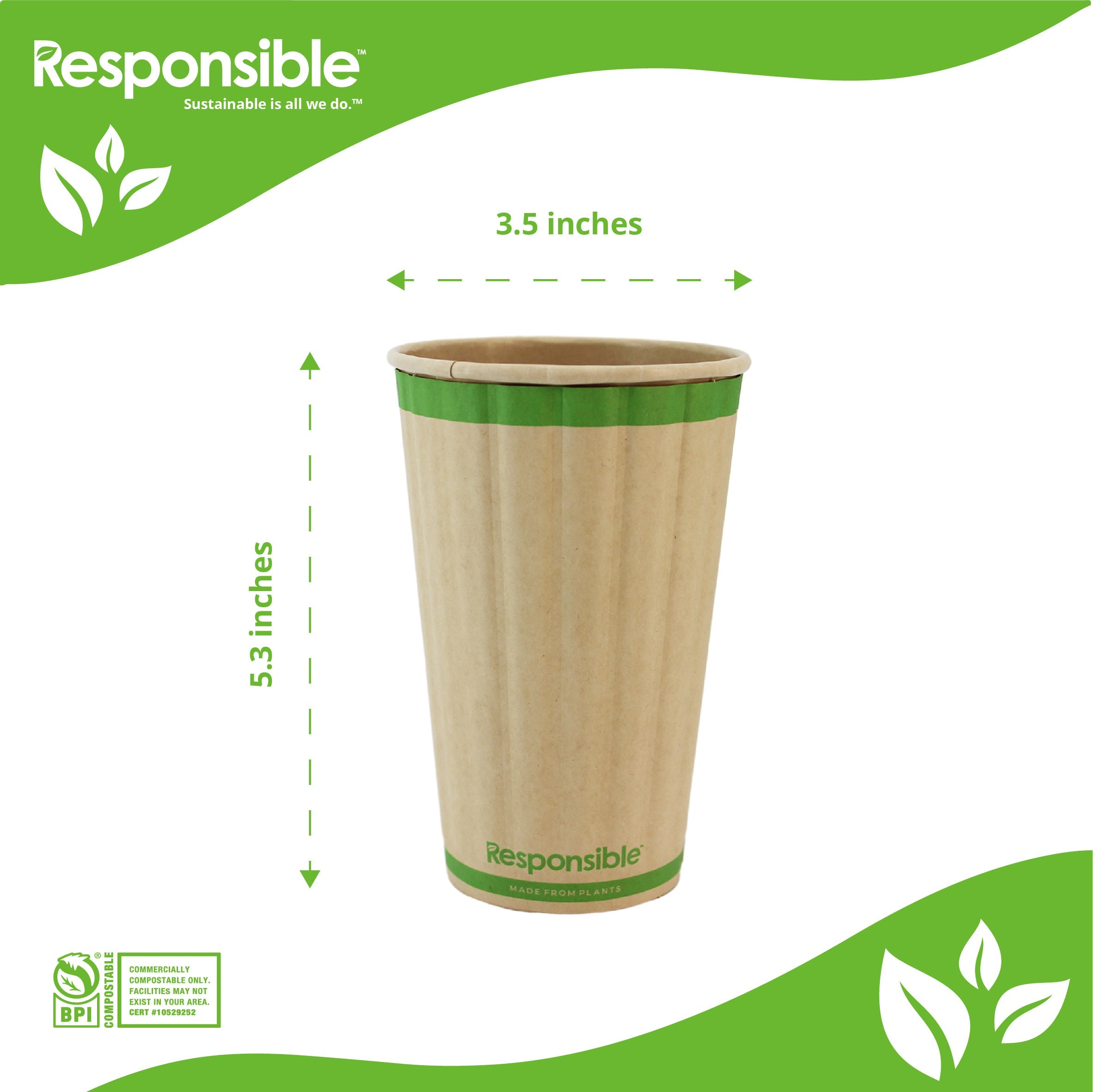 Compostable 16 oz Rigid Insulated Paper Hot Cups