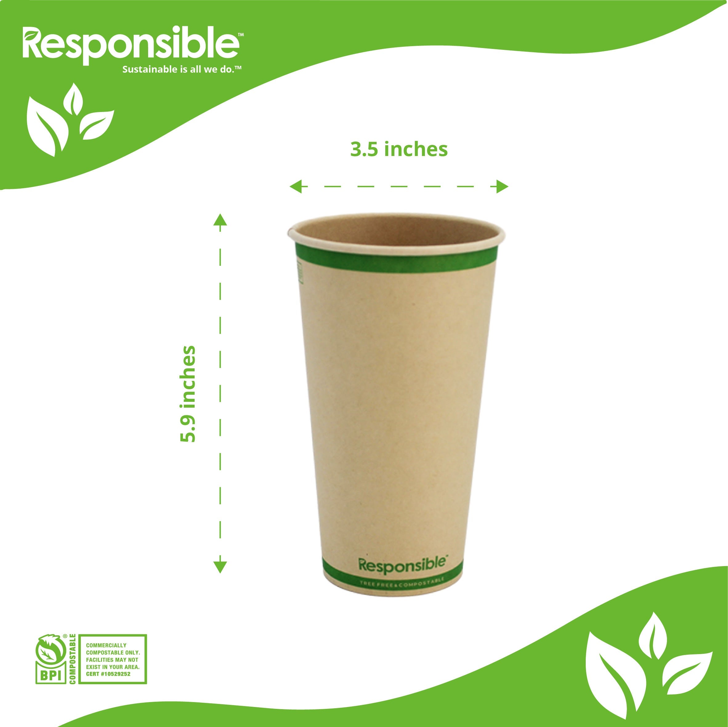 Compostable 20 oz Paper Hot Cups