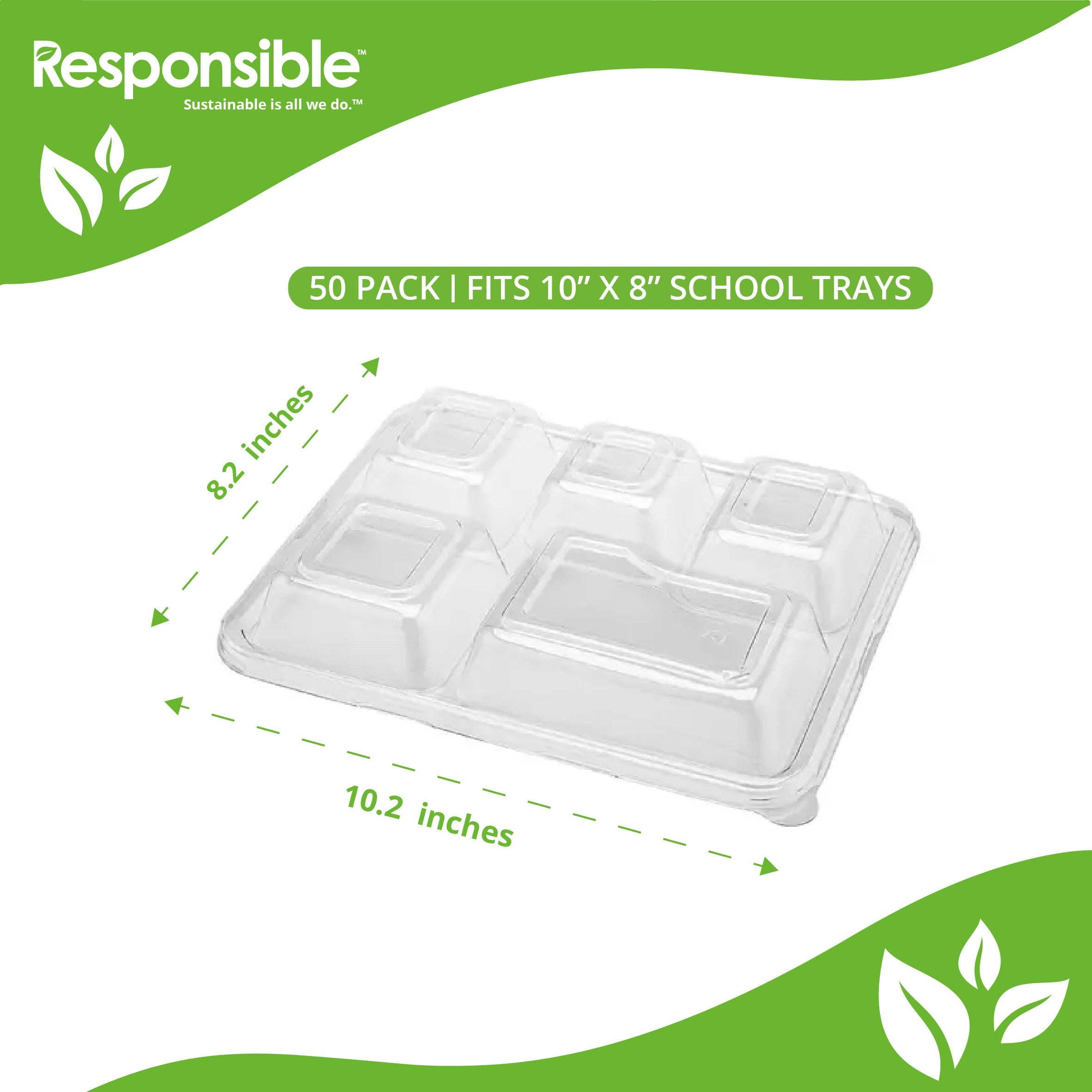 Clear Lids for 5-Compartment Food Trays