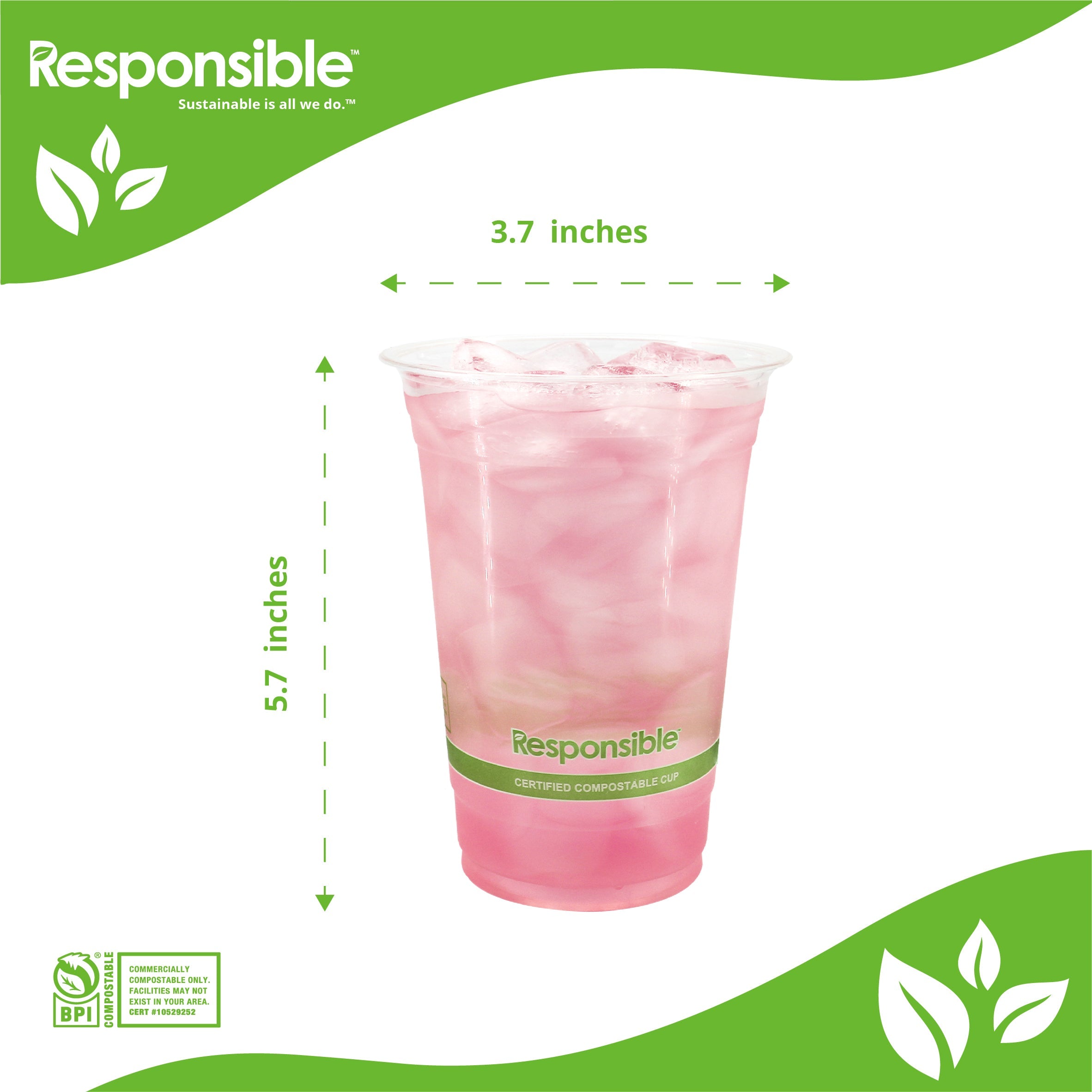 Compostable 20 oz Clear Cold Cups