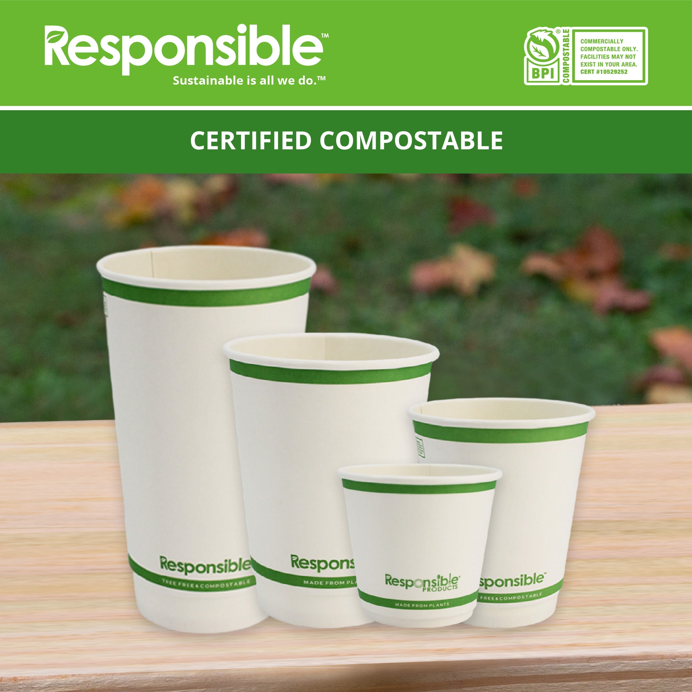 Compostable 12 oz Smooth Insulated Paper Hot Cups