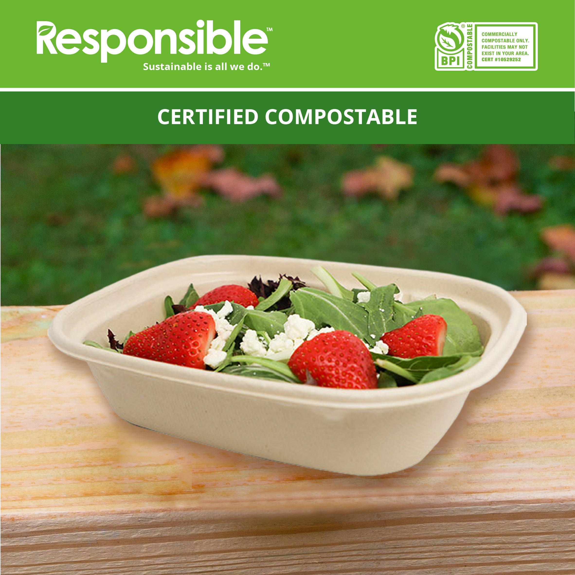 Compostable 32 oz Rectangle Bowls Brown – Responsible Products