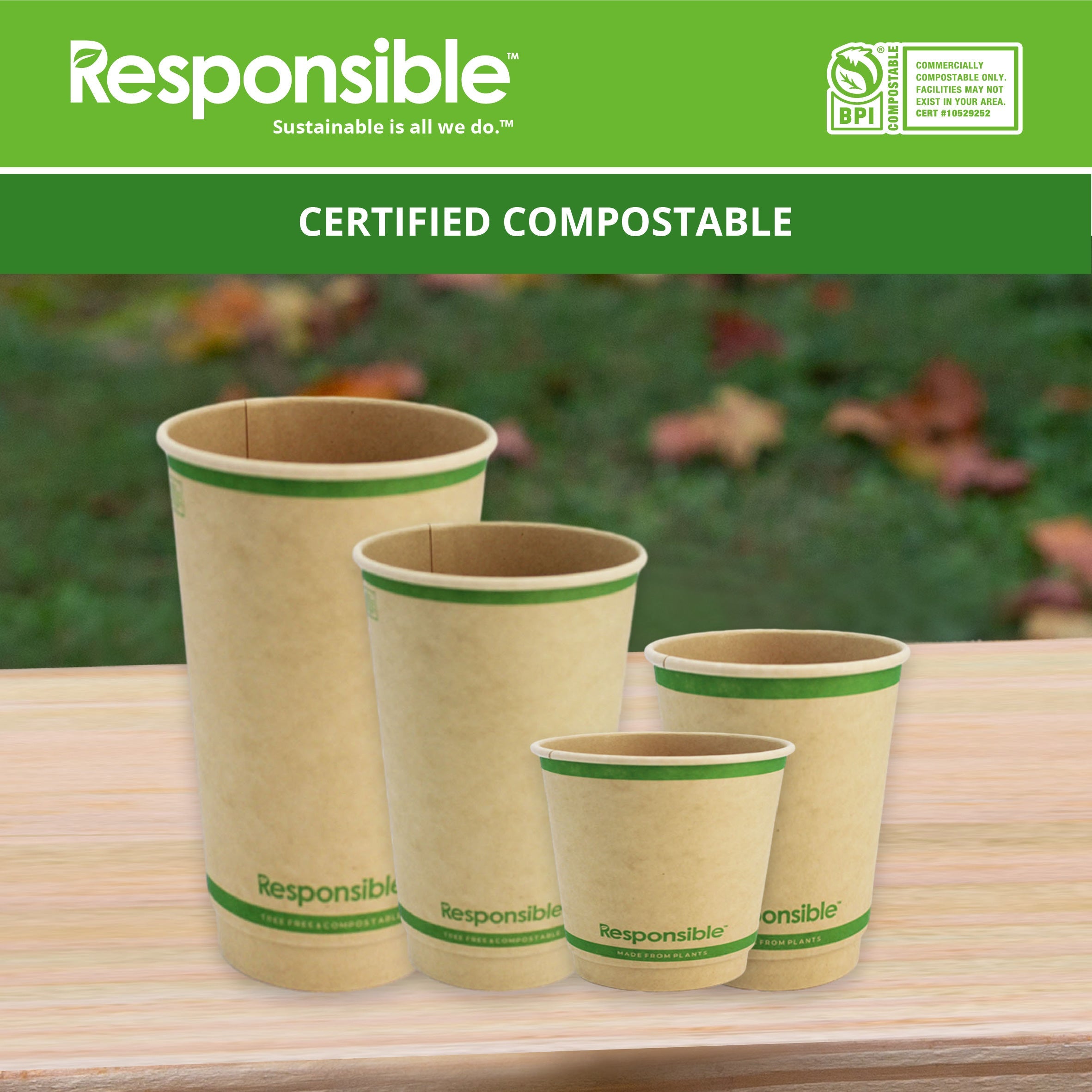 Compostable 10 oz Smooth Insulated Paper Hot Cups – Responsible Products