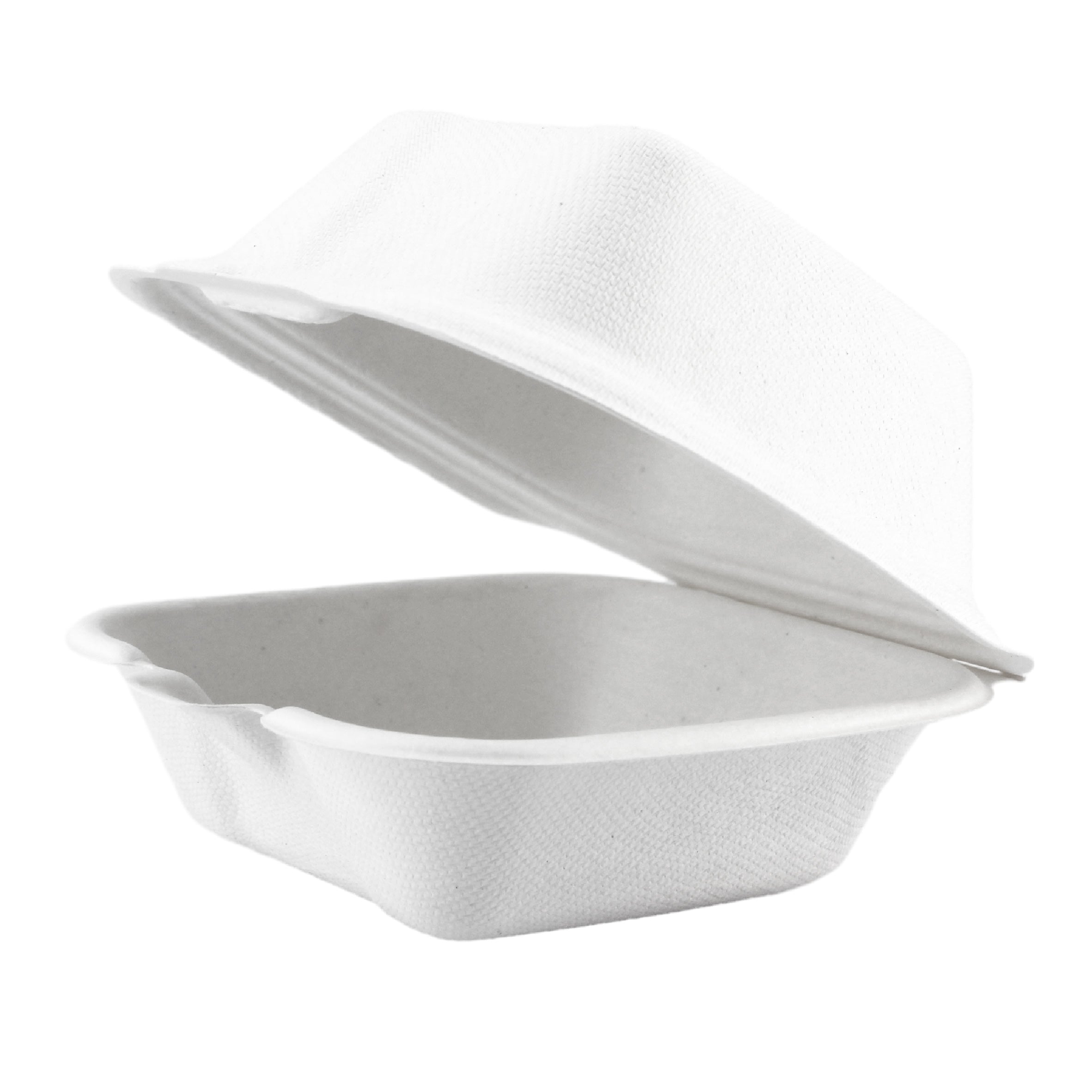 Compostable 6 x 6 inch Molded Fiber Hinged Containers White ...