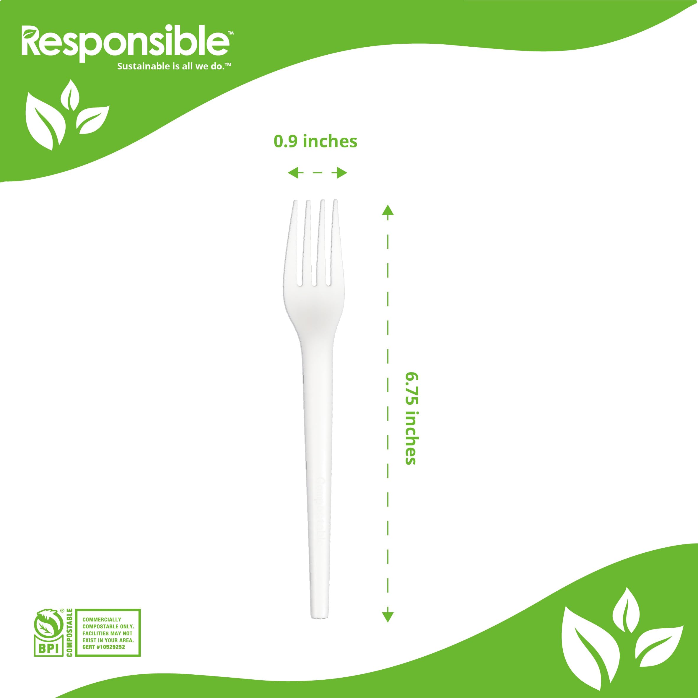 Compostable 6.75 Inch Forks White