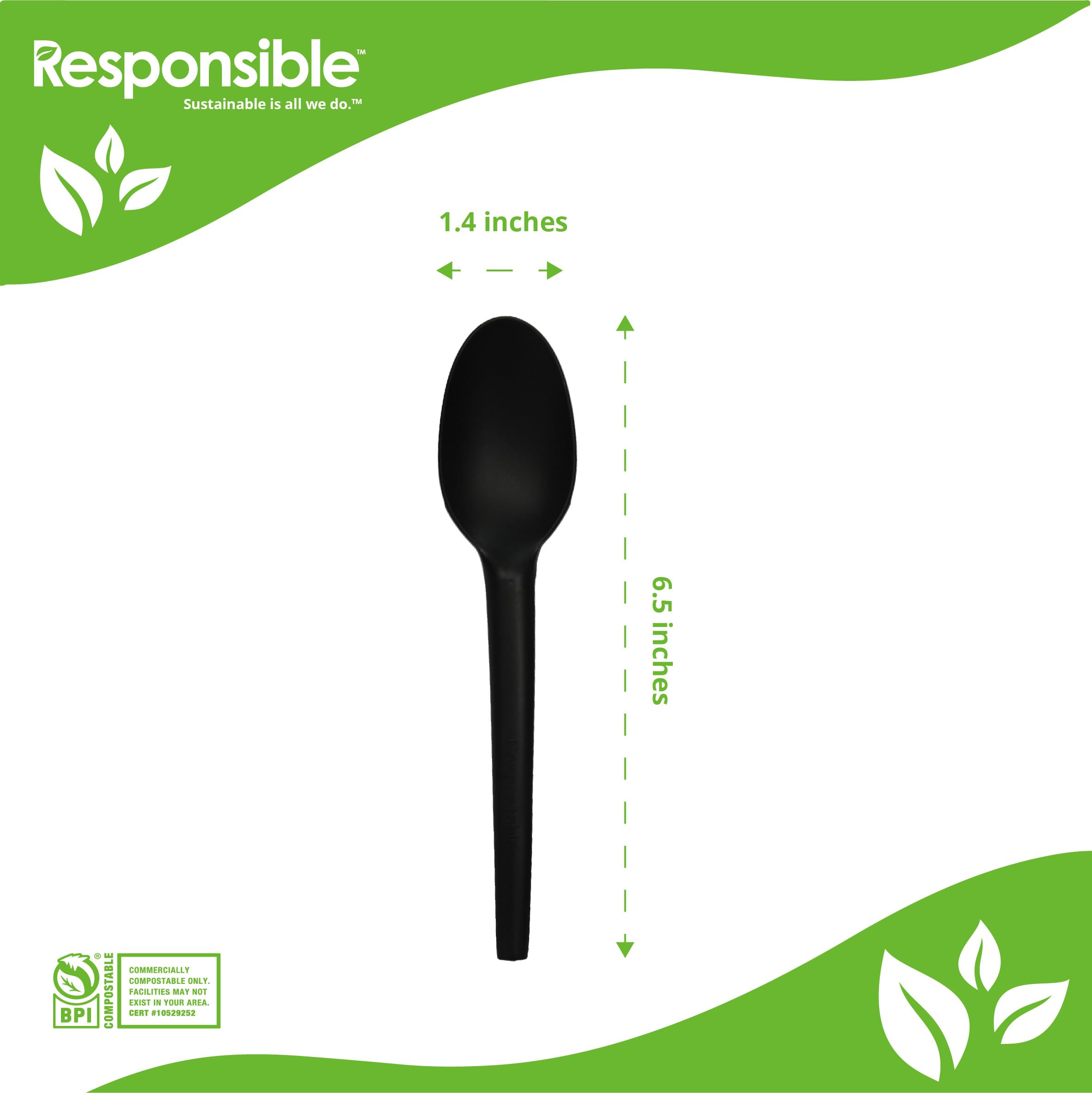 Compostable 6.75 Inch Spoons Black