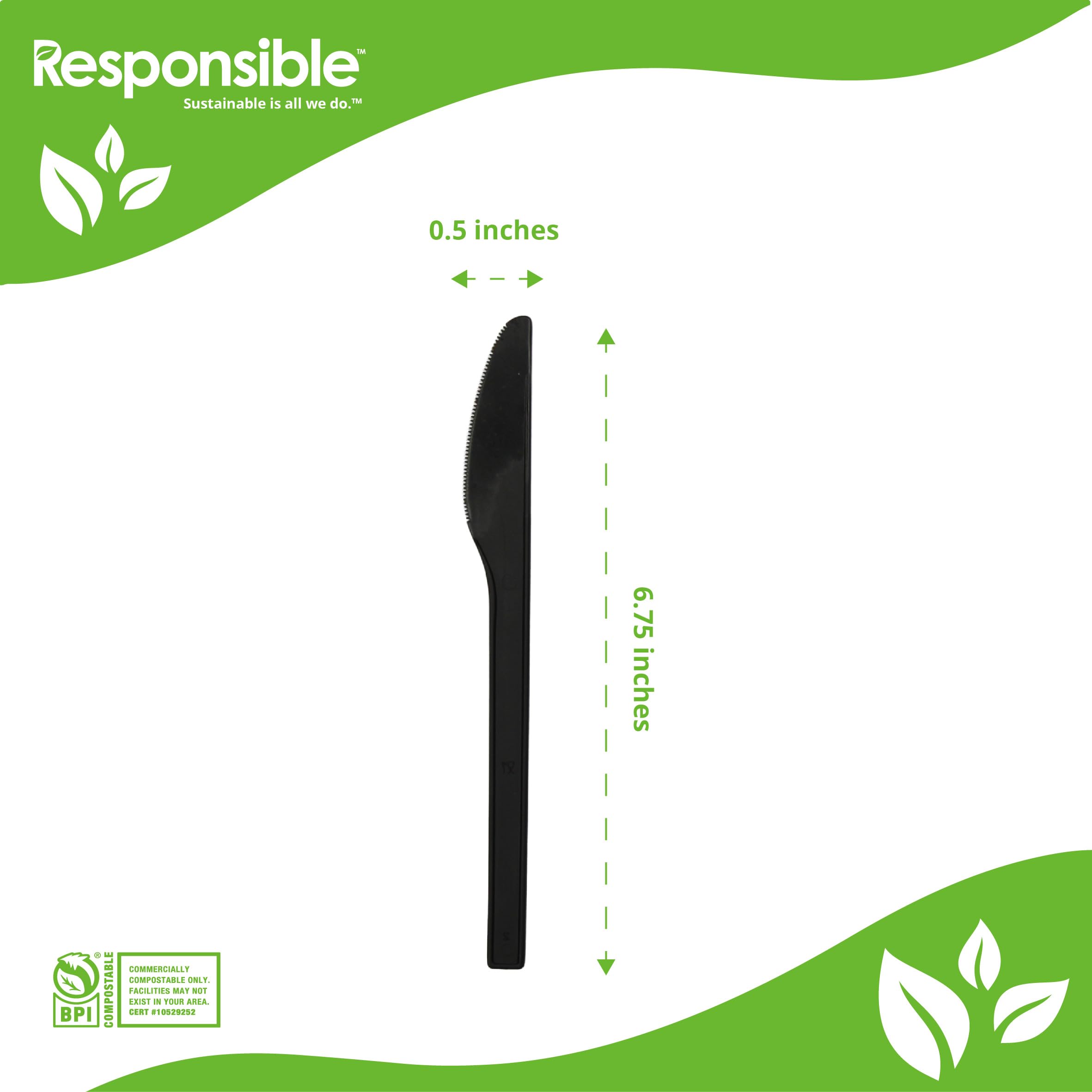 Compostable 6.75 Inch knives Black