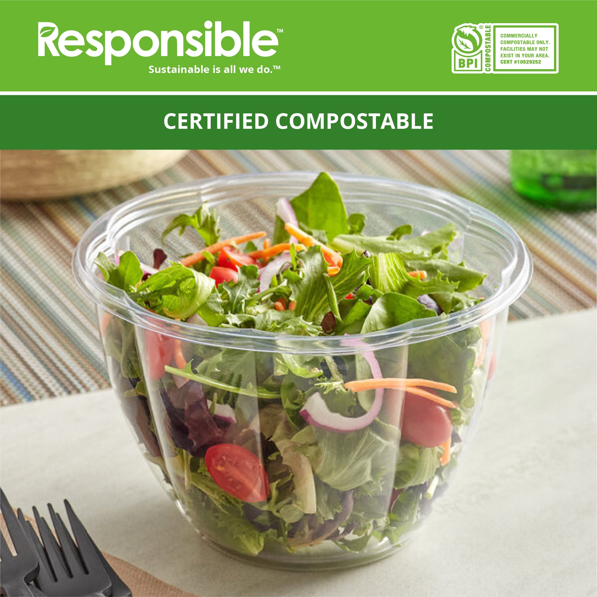 Compostable 48 oz Clear Round Salad Bowls